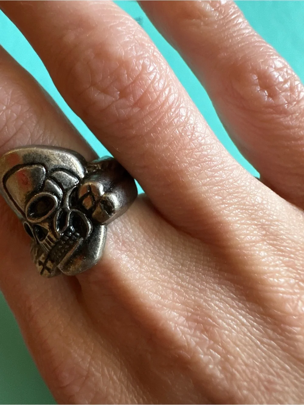 Vintage Untested Skull Open Back Ring 7.5